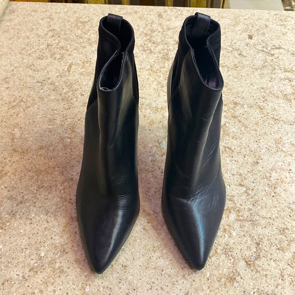 The Wishbone High Heel Black Leather Boots Size 7 - Picture 2 of 5